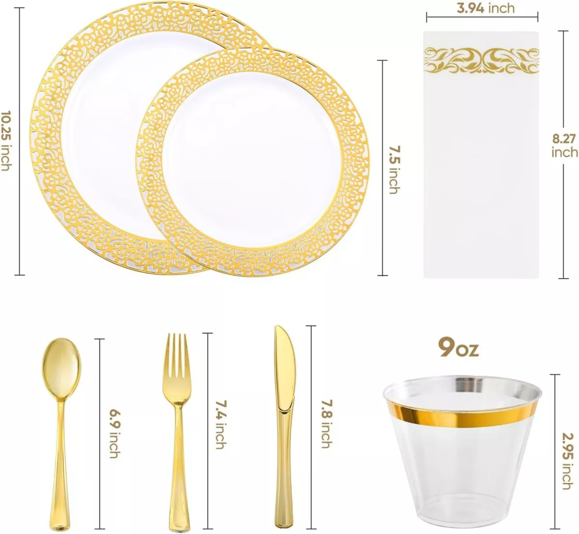 Vajilla De Plástico Desechable,175 Piezas Para 25 Invitados