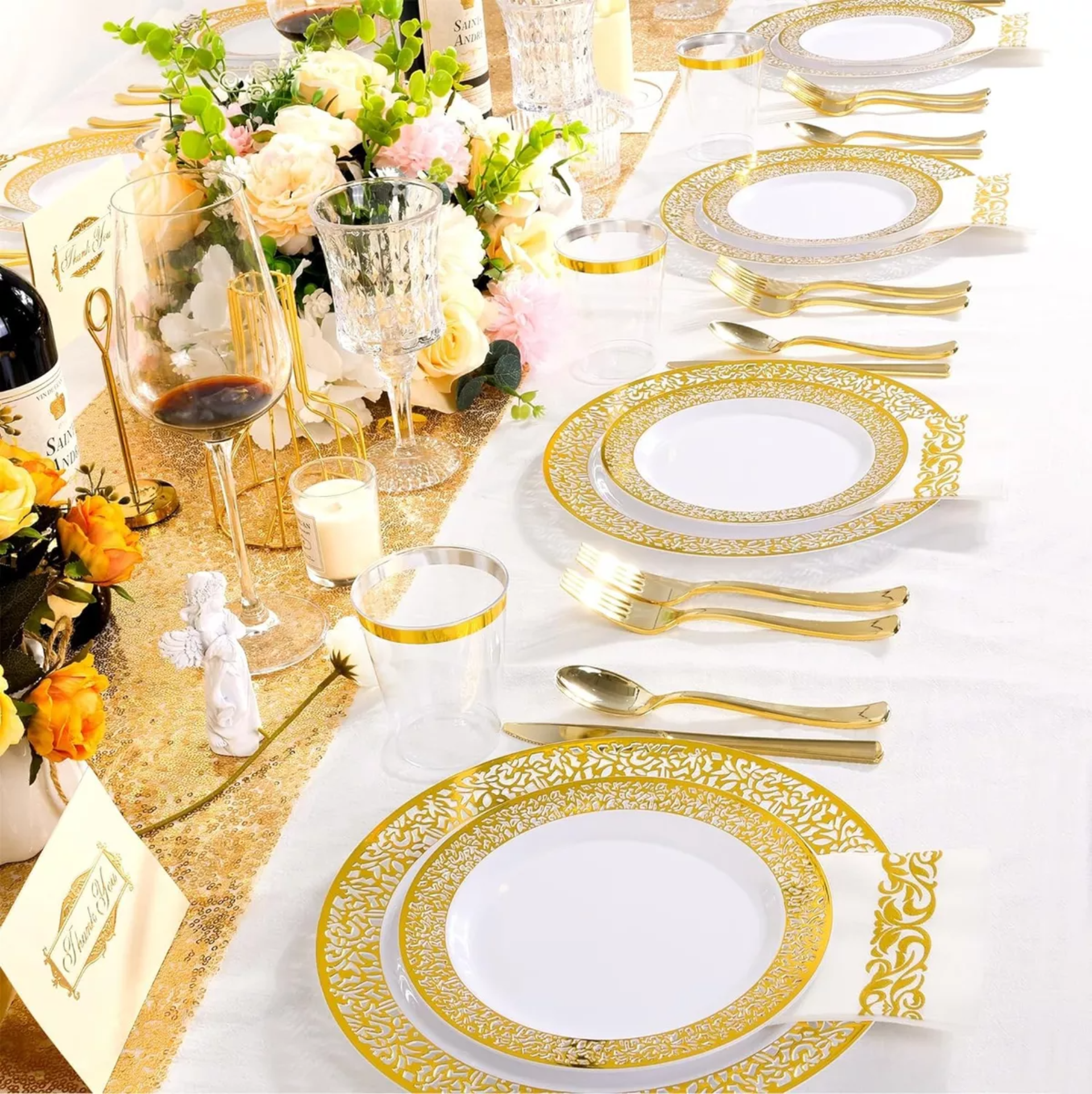 Vajilla De Plástico Desechable,175 Piezas Para 25 Invitados