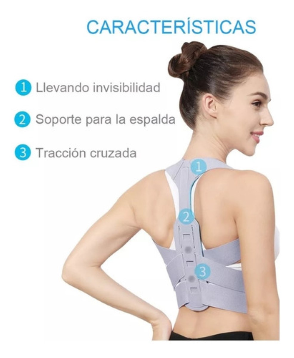 Corrector Postura Para Hombres Y Mujeres Con Placa Soporte gris talla M
