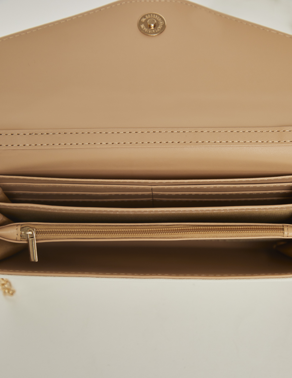 Bolsa Cartera Crossbody Blanca  Con Candado Para Mujer Devendi