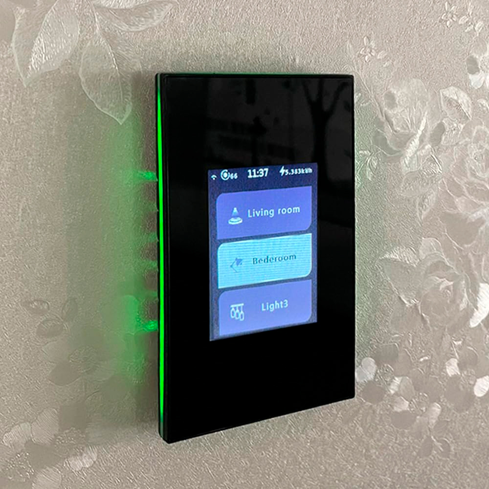 Interruptor inteligente a color LCD pantalla táctil, Wifi Interruptor de Luz, Smart Switch Iluminación LED hasta 3 conexiones