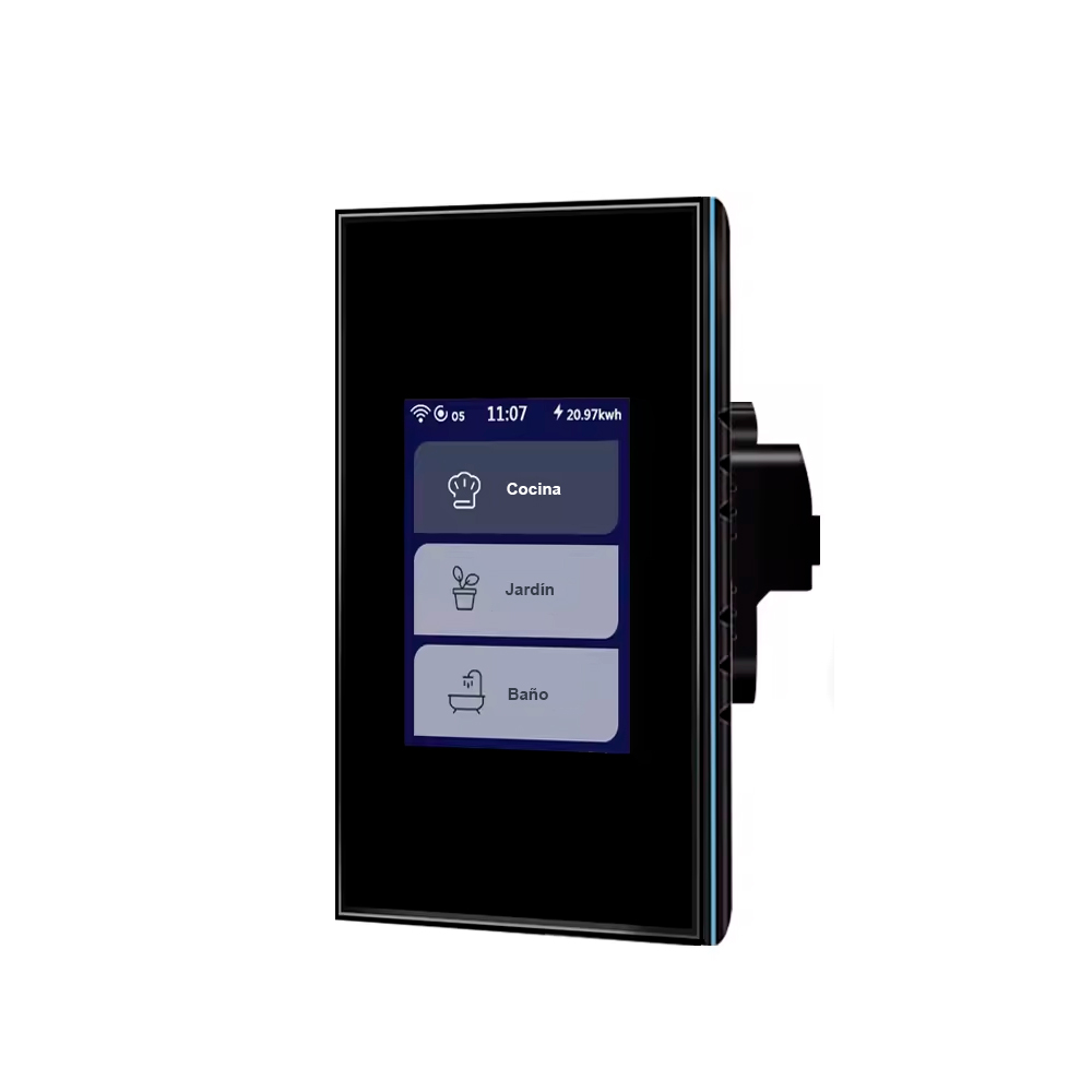 Interruptor inteligente a color LCD pantalla táctil, Wifi Interruptor de Luz, Smart Switch Iluminación LED hasta 3 conexiones