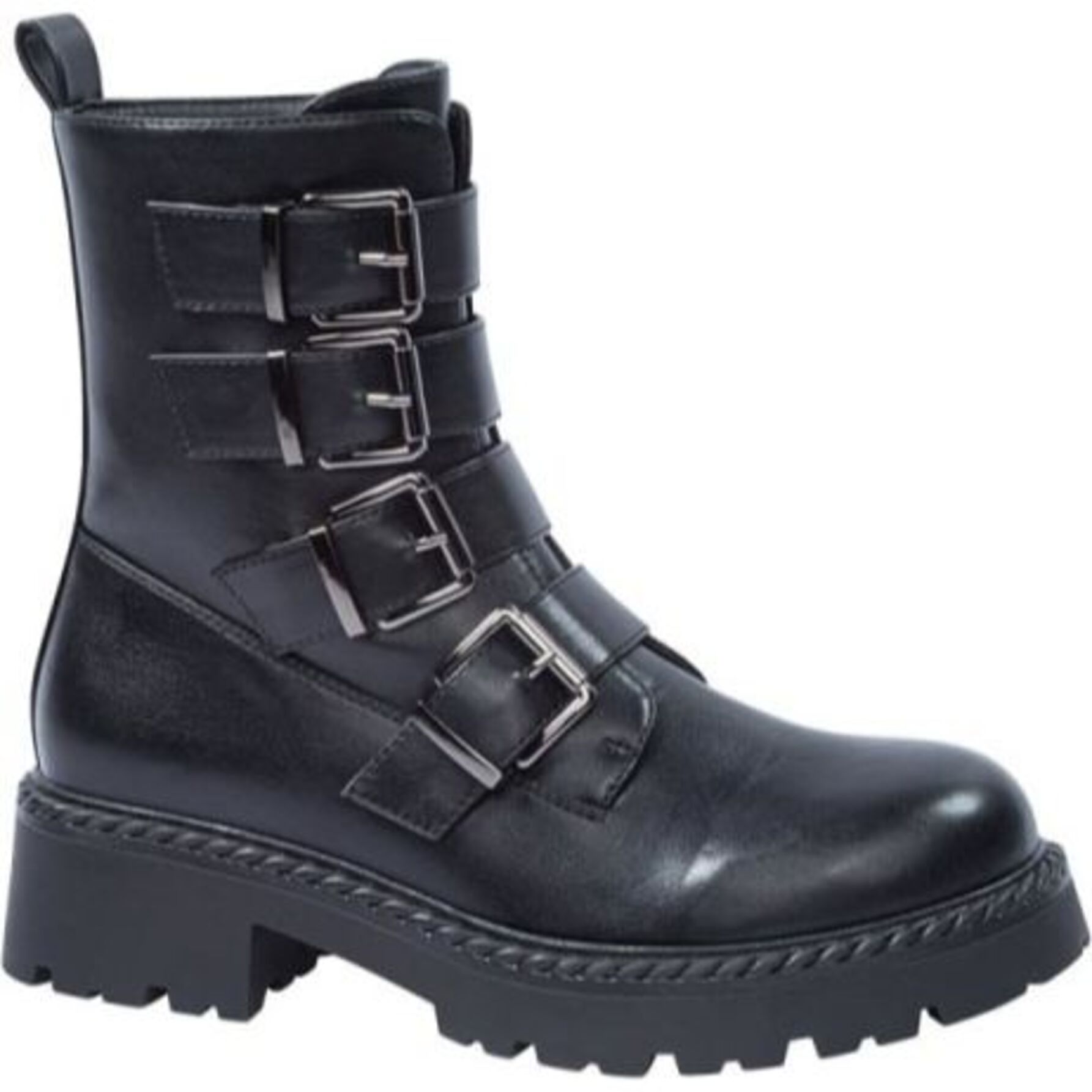 Bota para mujer, con hebillas y suela track, color negro, marca Tierra Bendita 1141777