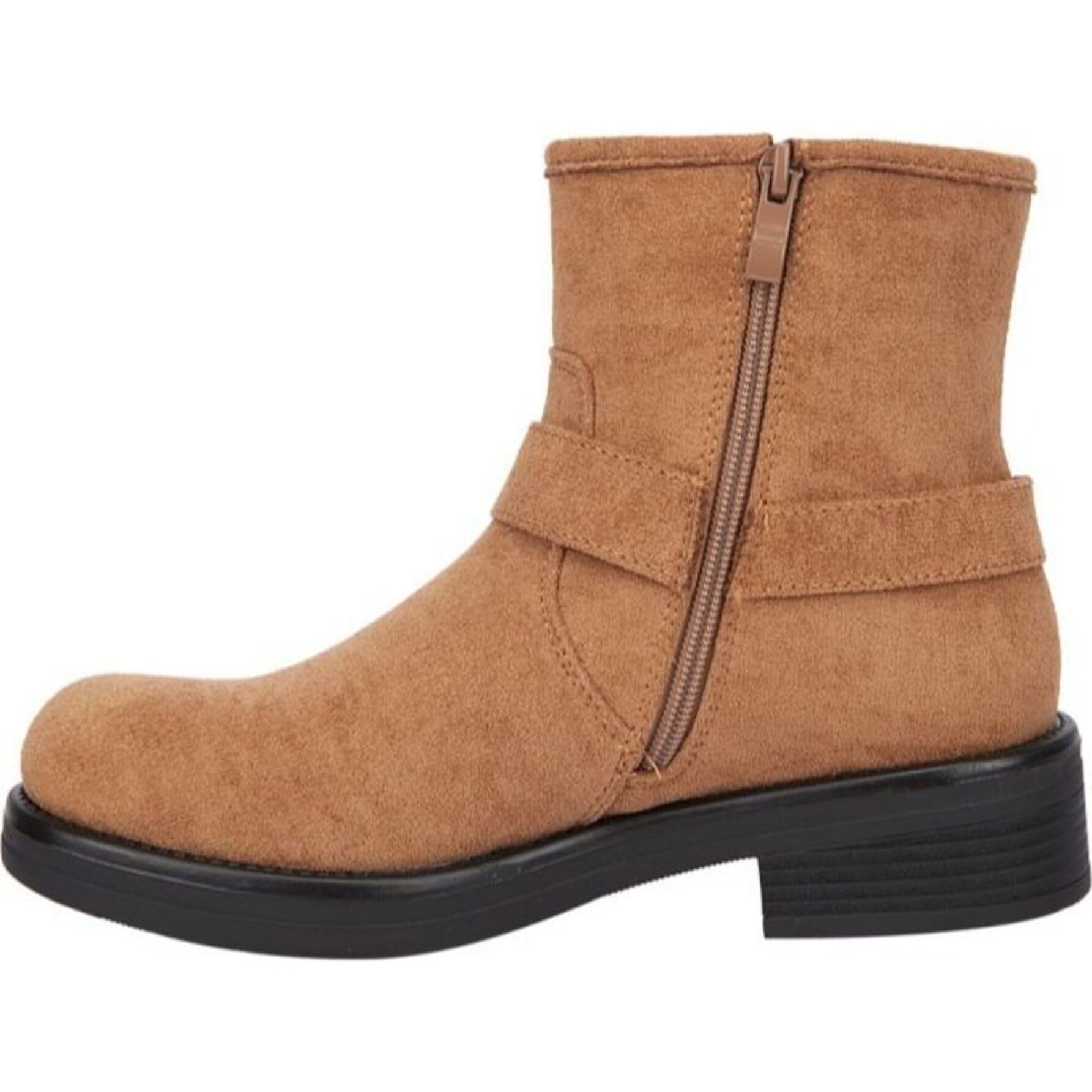 Bota para mujer, de ante, con estribo y tacón bajo, color camel, marca Tierra Bendita 1141871