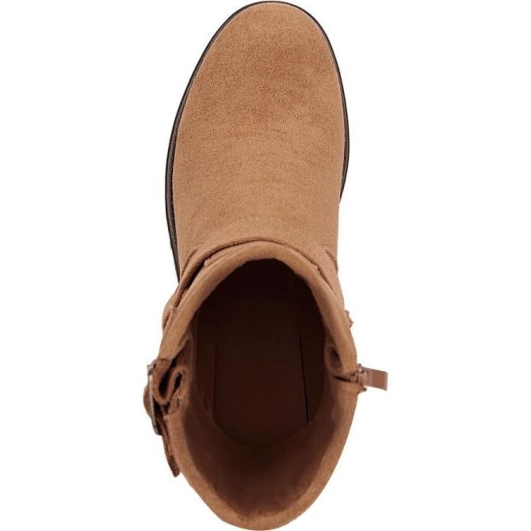 Bota para mujer, de ante, con estribo y tacón bajo, color camel, marca Tierra Bendita 1141871