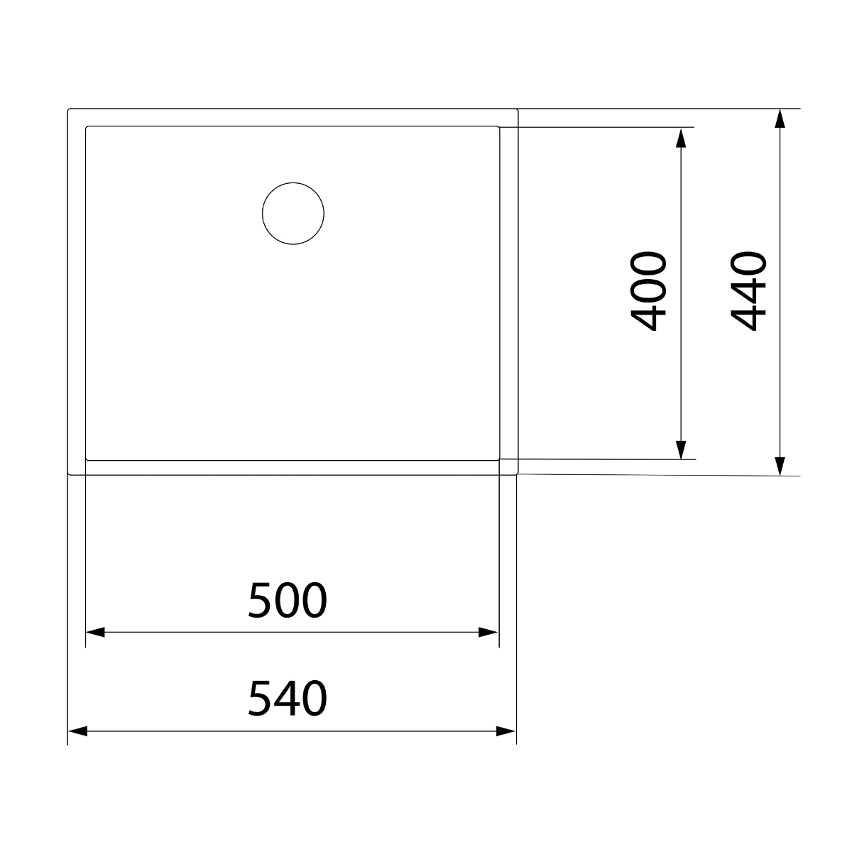 Tarja Submontar Teka BE LINEA RS15 50.40 M-XP de 54 cm (21") Una Tina Acero Inox