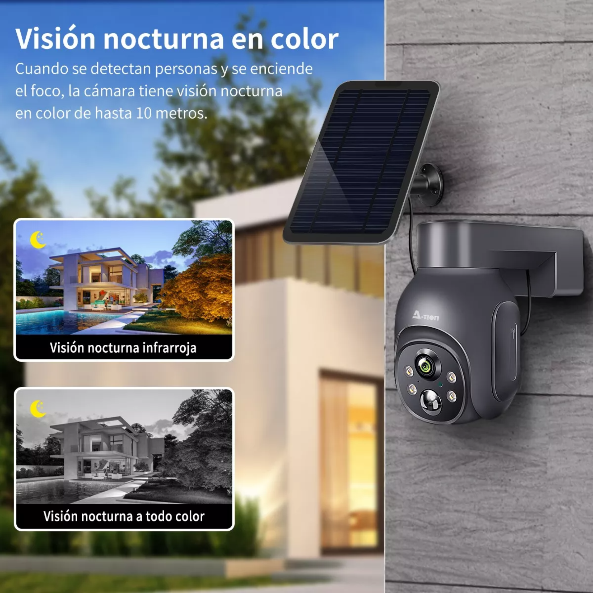 Ation Solar Cámara De Seguridad Wifi Exterior 2k Con Batería
