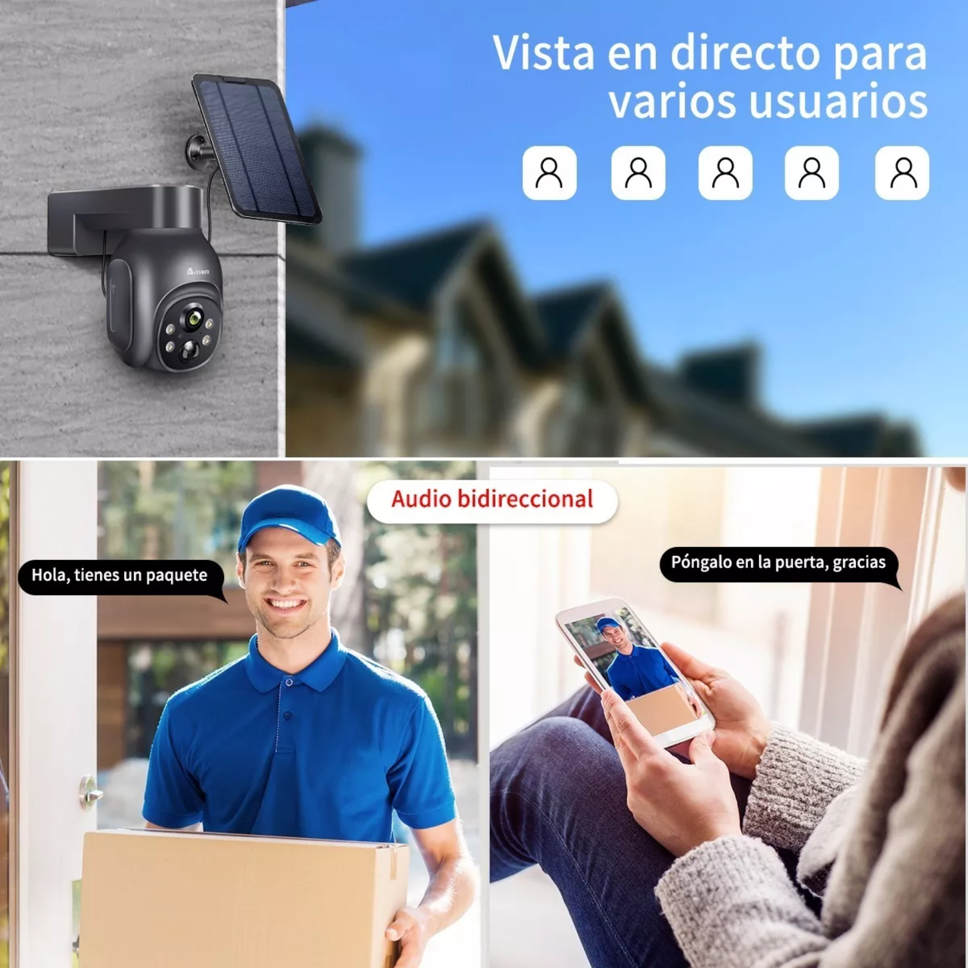 Ation Solar Cámara De Seguridad Wifi Exterior 2k Con Batería