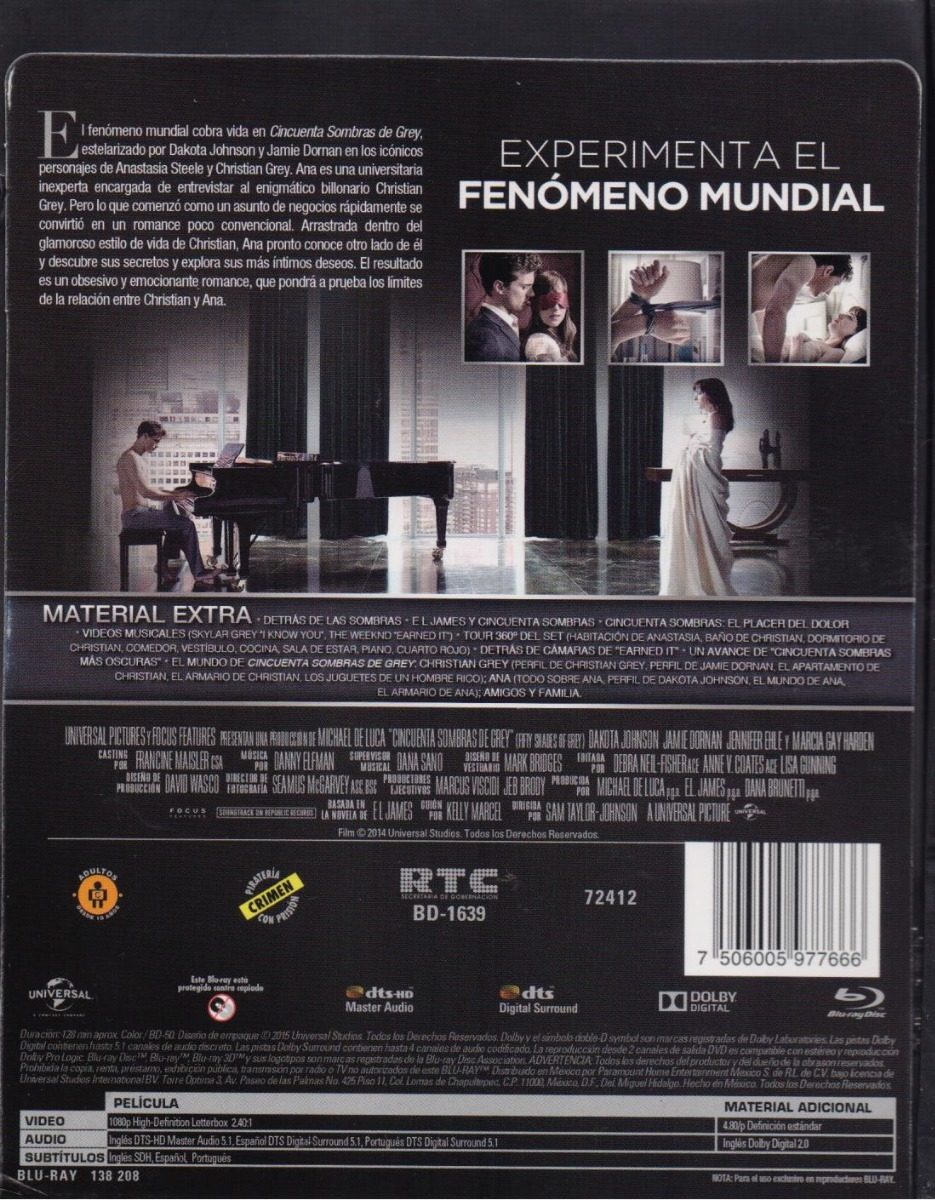 50 Sombras De Grey Dakota Johnson Pelicula Blu ray