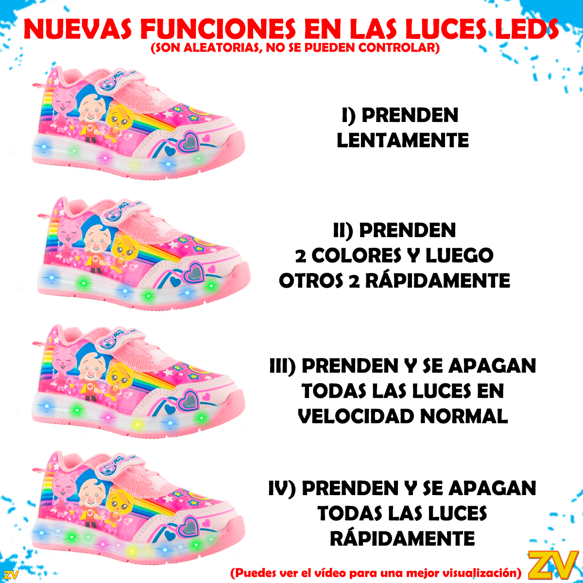 TENIS NIÑA DEPORTIVOS LUCES LED PAYASITO PLIM PLIM MEI LI 877-RP