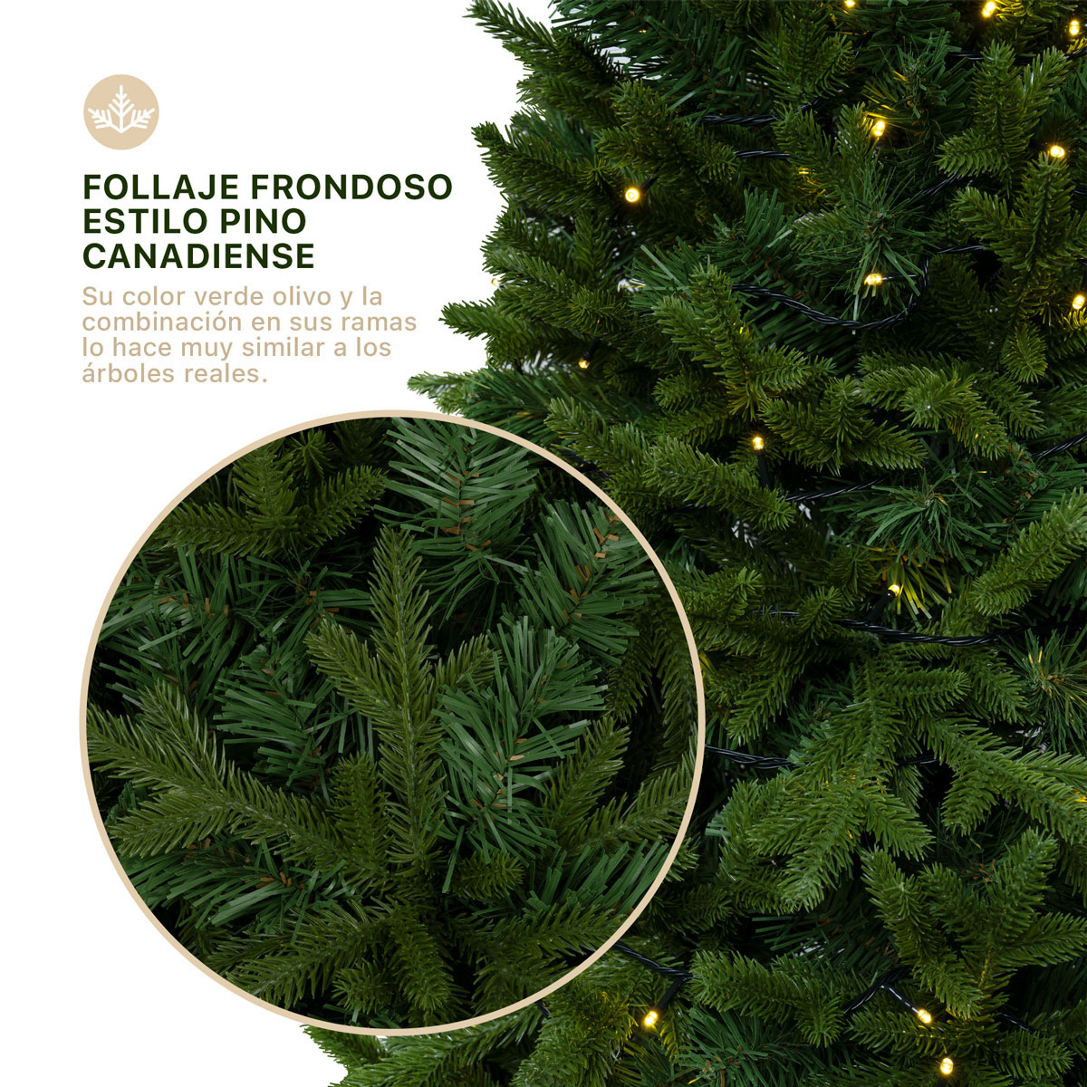 Árbol de Navidad Pino Navideño de 2.5m 1750 Ramas - Verde olivo para ESQUIMAL.