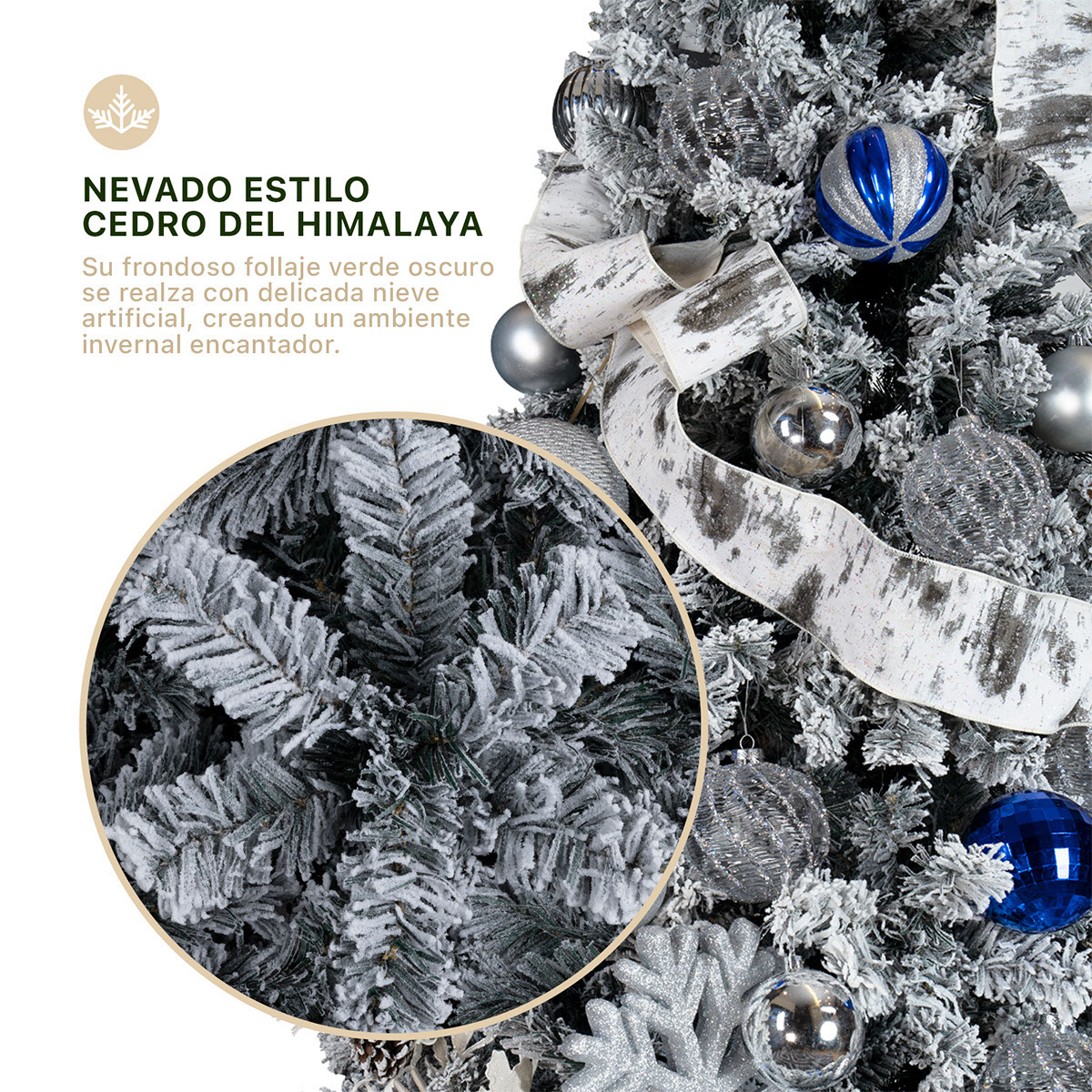 Árbol de Navidad Nevado Pino Navideño 1.6m - 520 Ramas Verde oscuro para ESQUIMAL