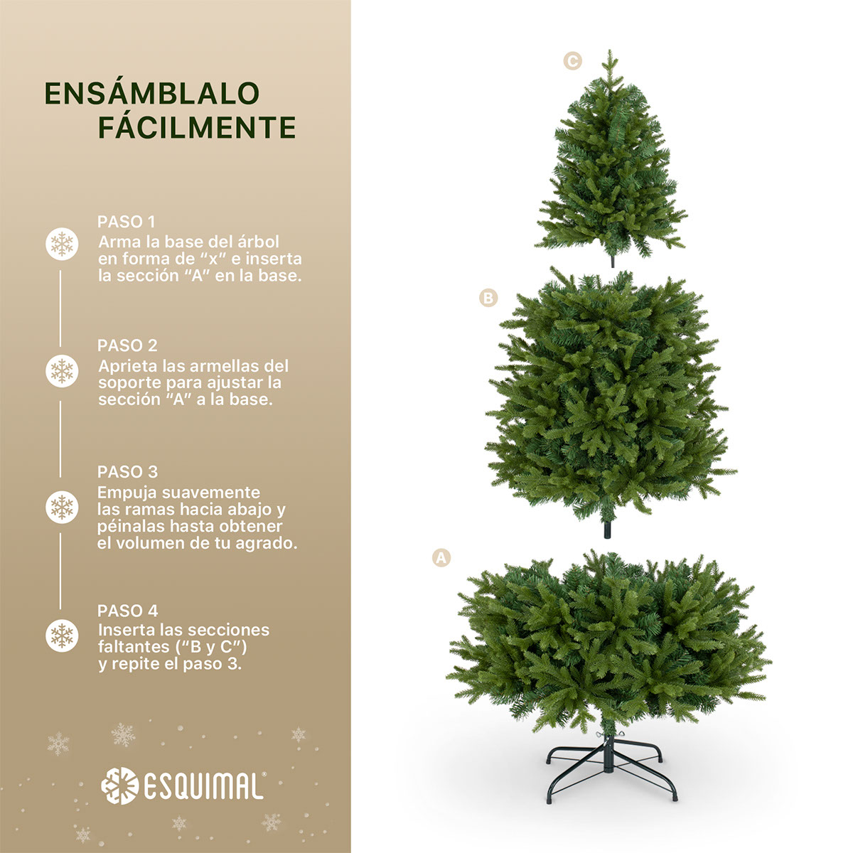 Árbol de Navidad Pino Navideño de 2.5m 1750 Ramas - Verde olivo para ESQUIMAL.