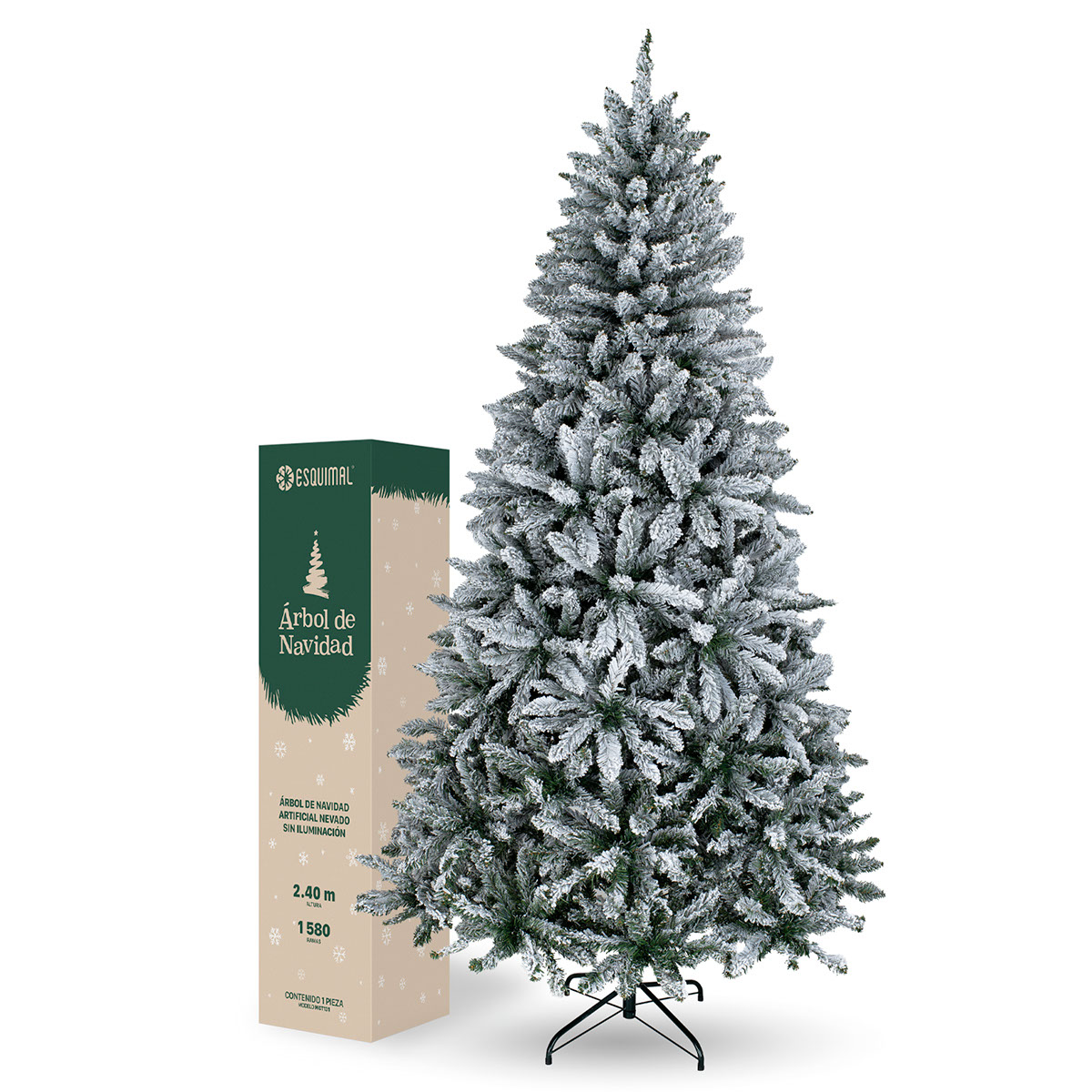 Árbol de Navidad Nevado Pino Navideño 2.4m - Verde para ESQUIMAL.