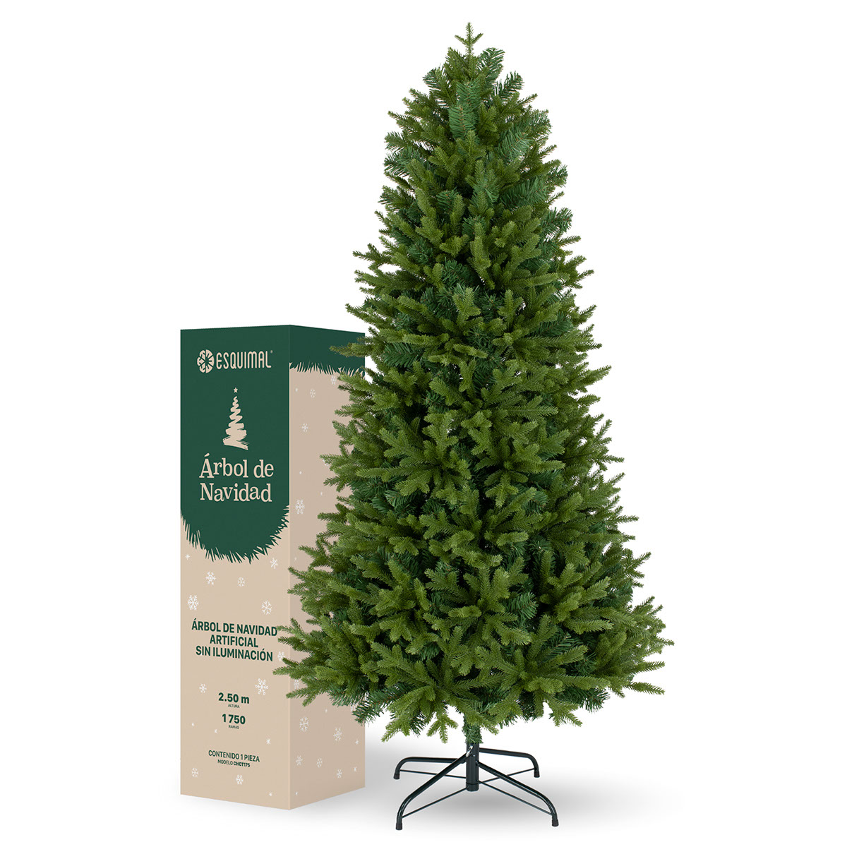 Árbol de Navidad Pino Navideño de 2.5m 1750 Ramas - Verde olivo para ESQUIMAL.