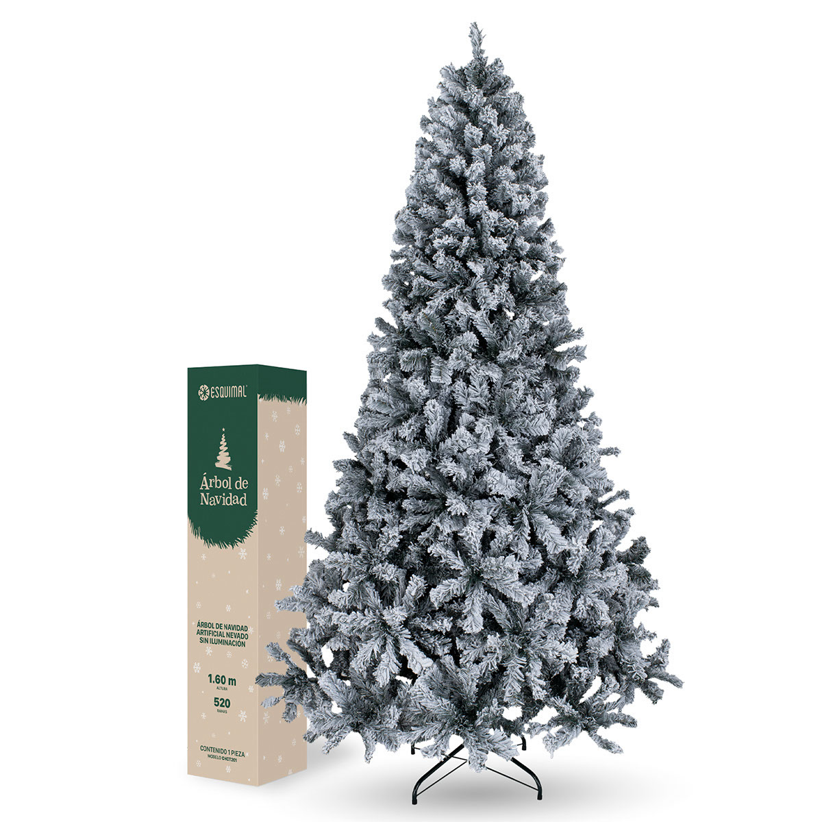 Árbol de Navidad Nevado Pino Navideño 1.6m - 520 Ramas Verde oscuro para ESQUIMAL