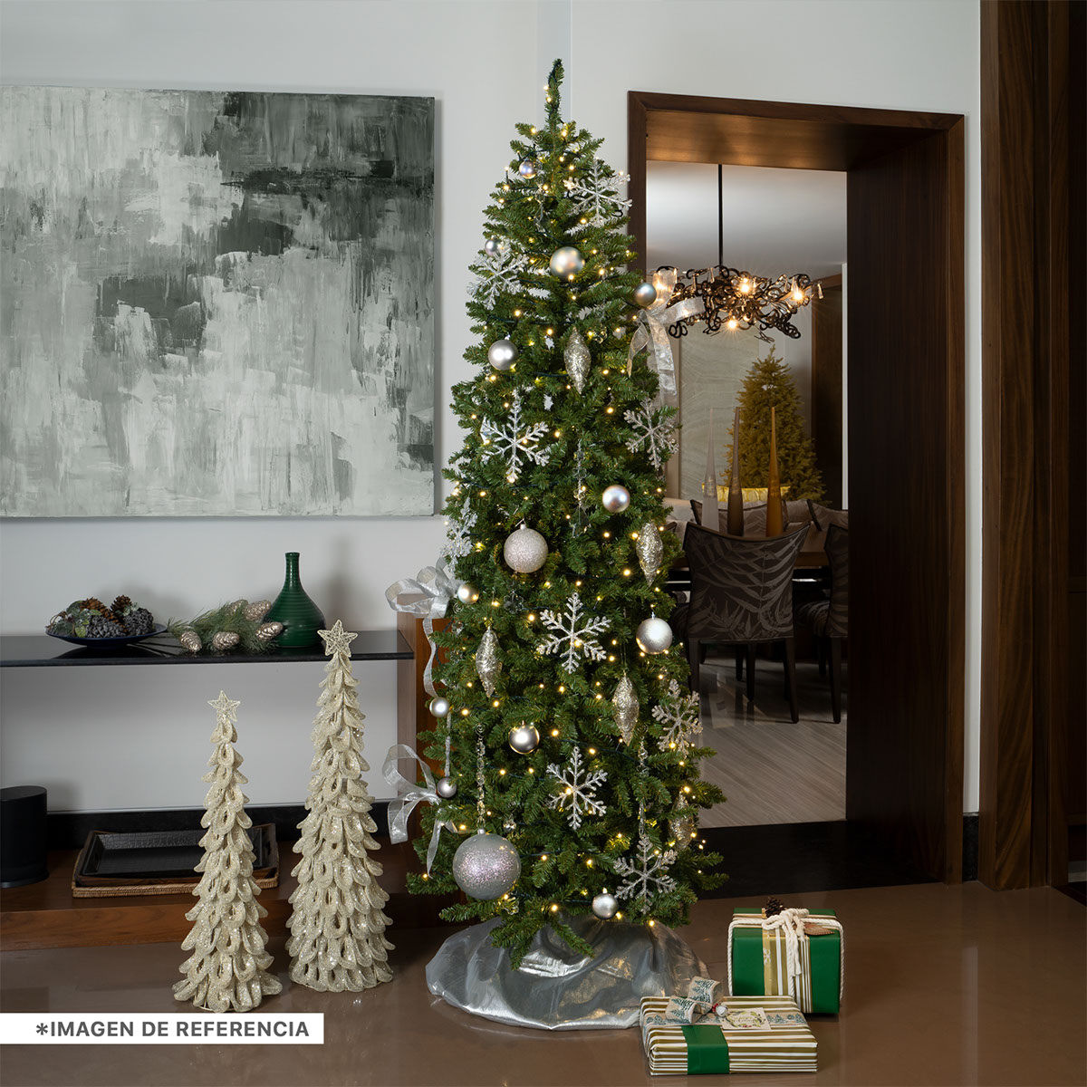 Árbol de Navidad Tipo Lápiz 2.2m Pino Navideño - Verde Oliva para ESQUIMAL