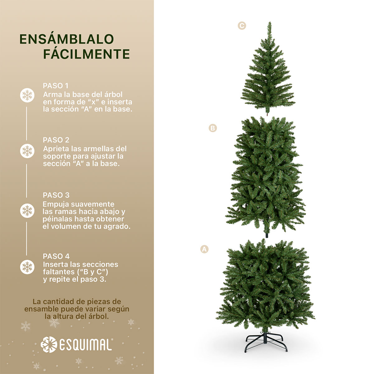 Árbol de Navidad Tipo Lápiz 2.2m Pino Navideño - Verde Oliva para ESQUIMAL