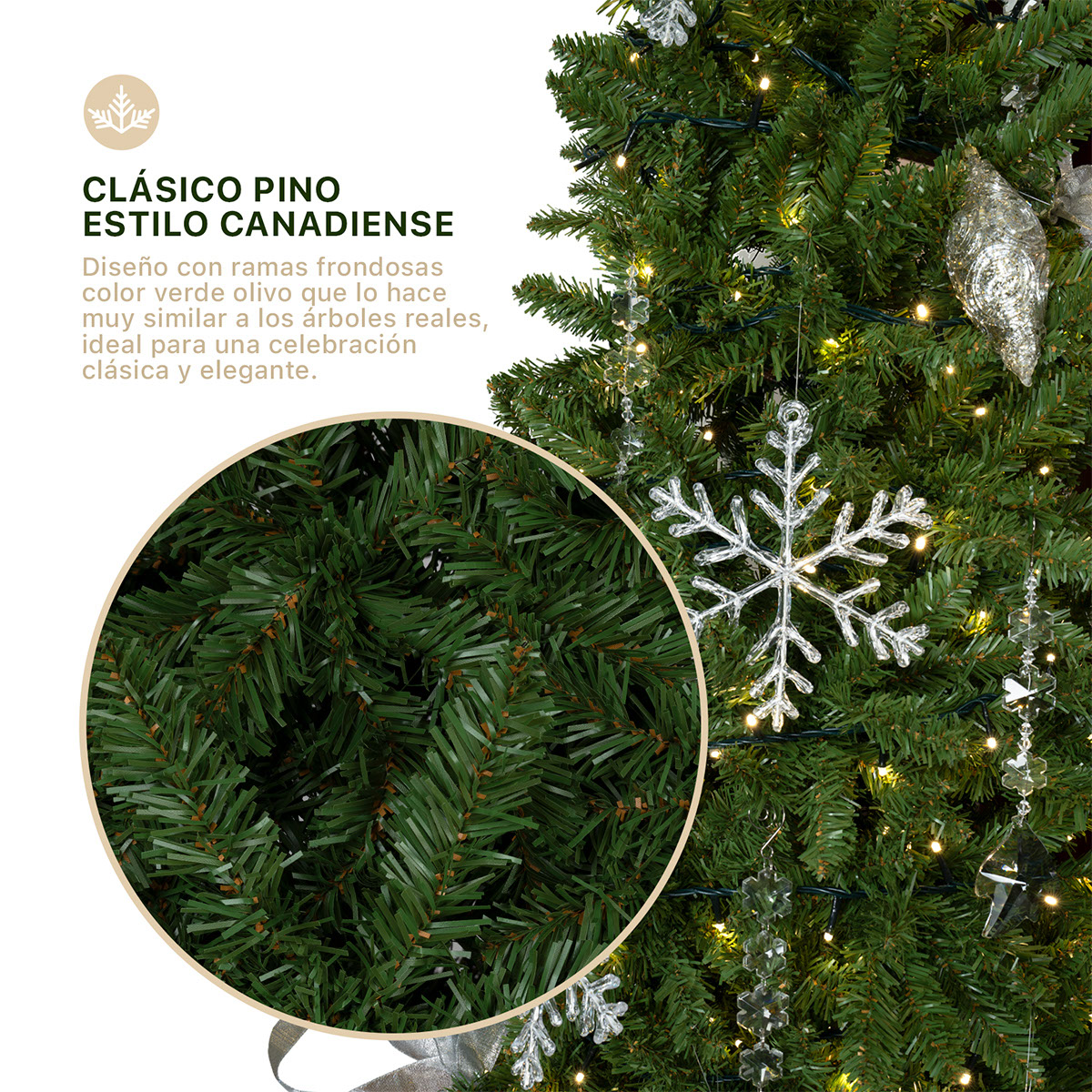 Árbol de Navidad Tipo Lápiz 2.2m Pino Navideño - Verde Oliva para ESQUIMAL