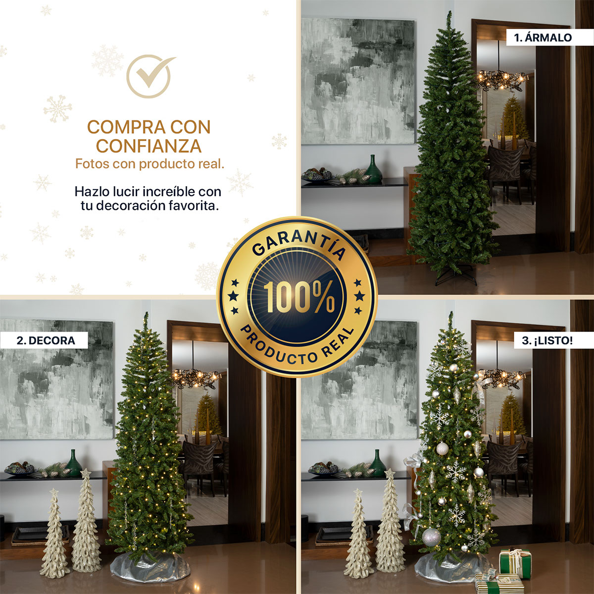 Árbol de Navidad Tipo Lápiz 2.2m Pino Navideño - Verde Oliva para ESQUIMAL