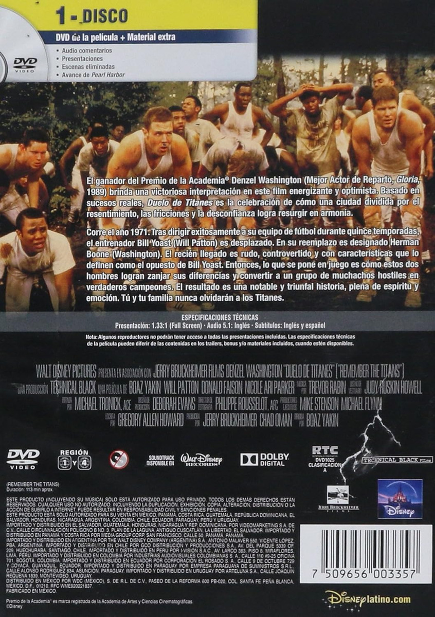 Duelo De Titanes Remember The Titans Denzel Washington Dvd