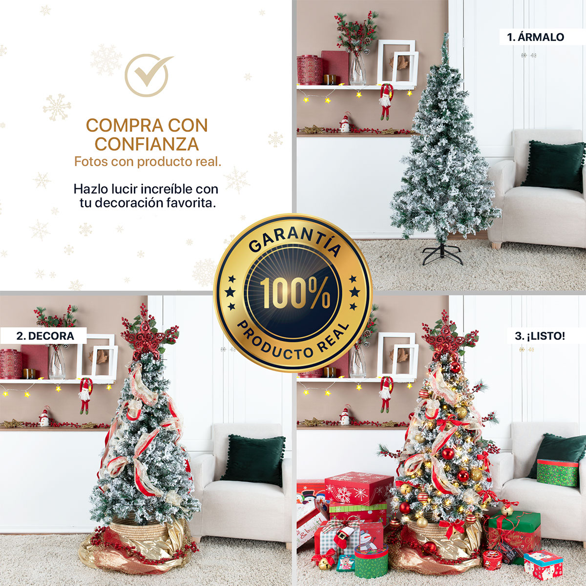 Árbol de Navidad Artificial Pino Nevado 1.2m - Verde nevado para ESQUIMAL.