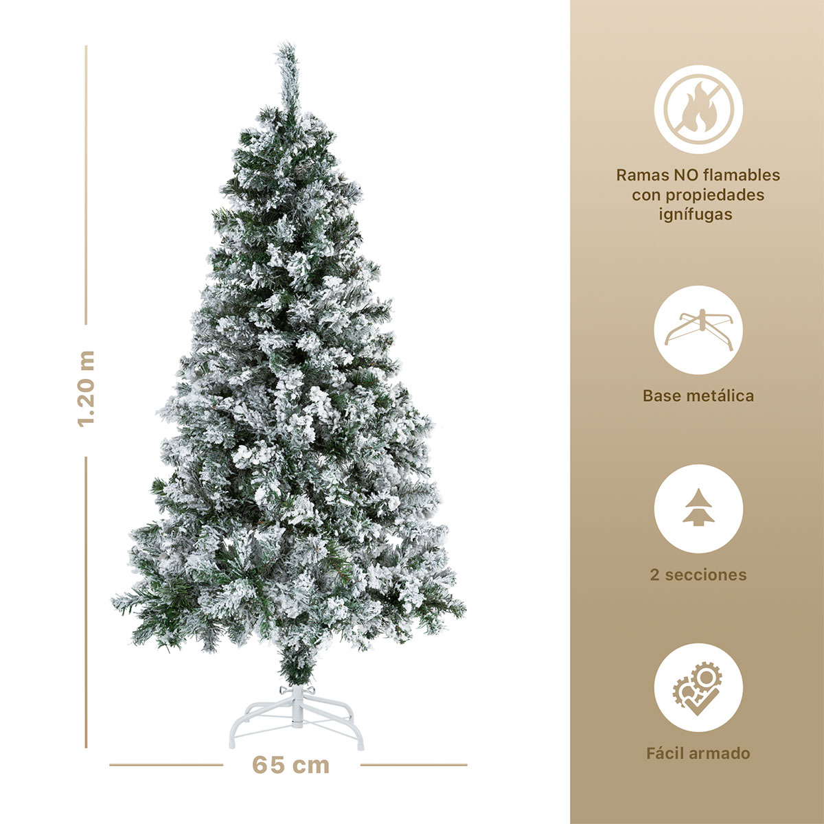 Árbol de Navidad Artificial Pino Nevado 1.2m - Verde nevado para ESQUIMAL.