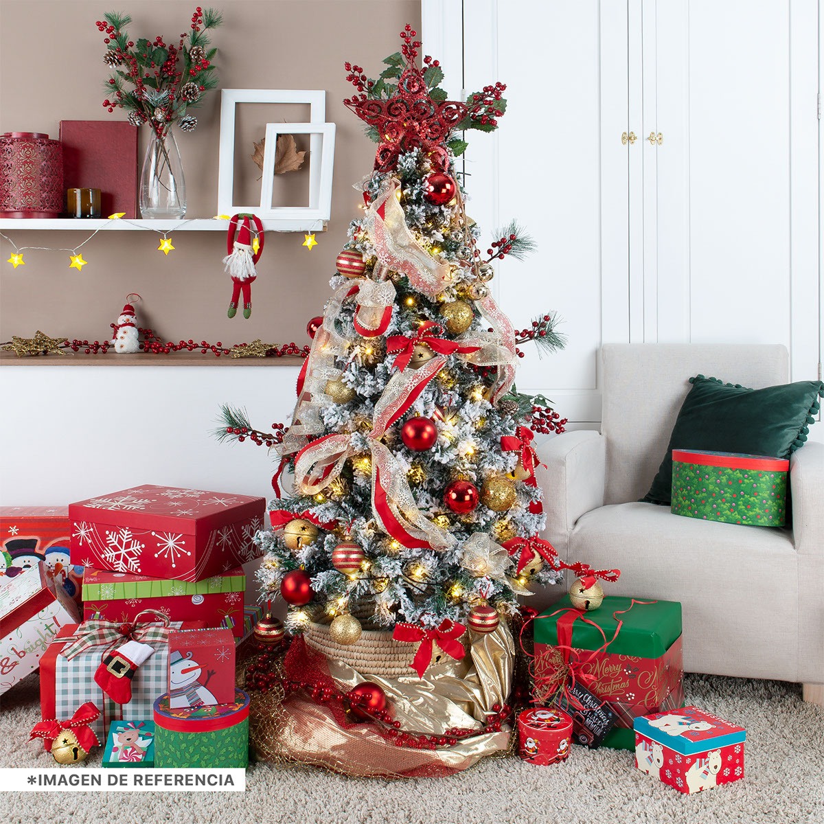 Árbol de Navidad Artificial Pino Nevado 1.2m - Verde nevado para ESQUIMAL.
