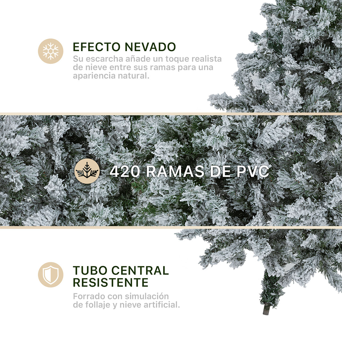 Árbol de Navidad Artificial Pino Nevado 1.5m - Verde nevado para ESQUIMAL.