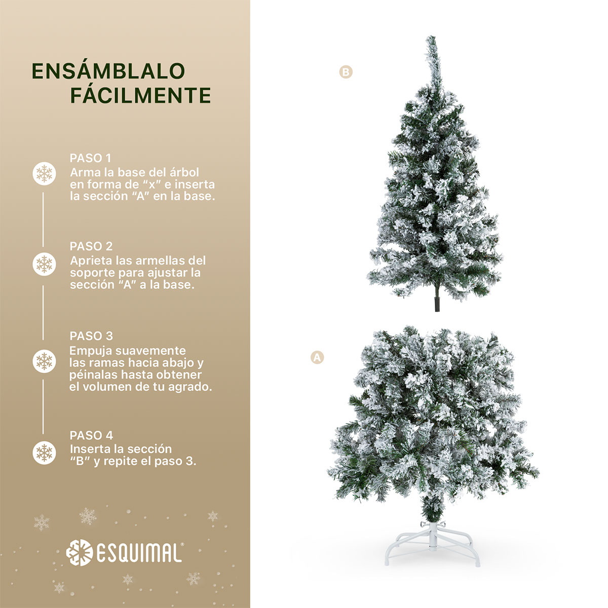 Árbol de Navidad Artificial Pino Nevado 1.2m - Verde nevado para ESQUIMAL.
