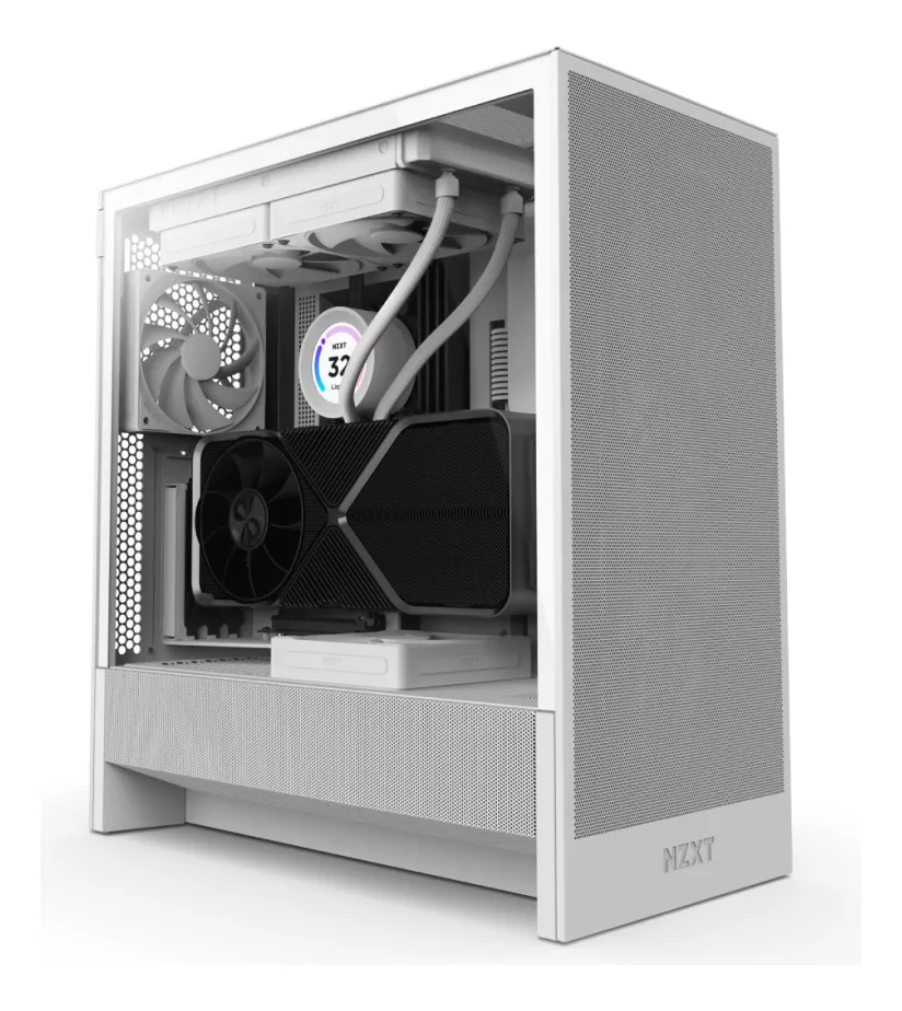GABINETE NZXT H5 FLOW EDITION BLANCA ATX S/FUENTE CRISTAL TEMPLADO