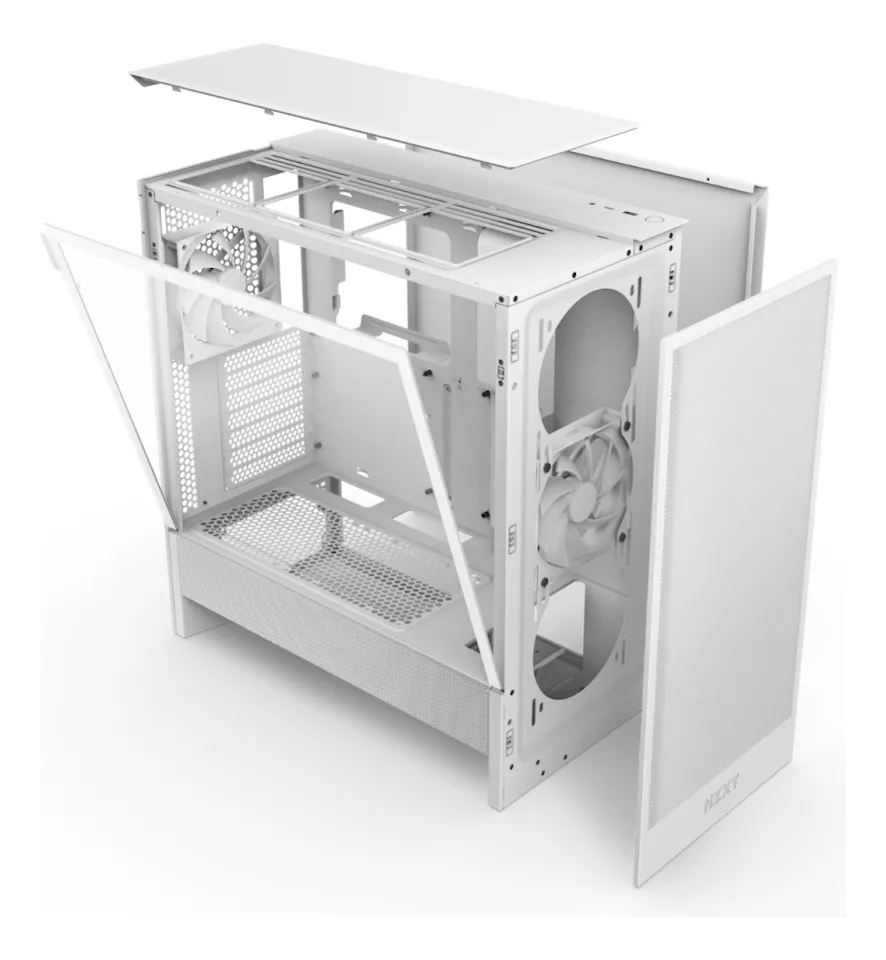 GABINETE NZXT H5 FLOW EDITION BLANCA ATX S/FUENTE CRISTAL TEMPLADO