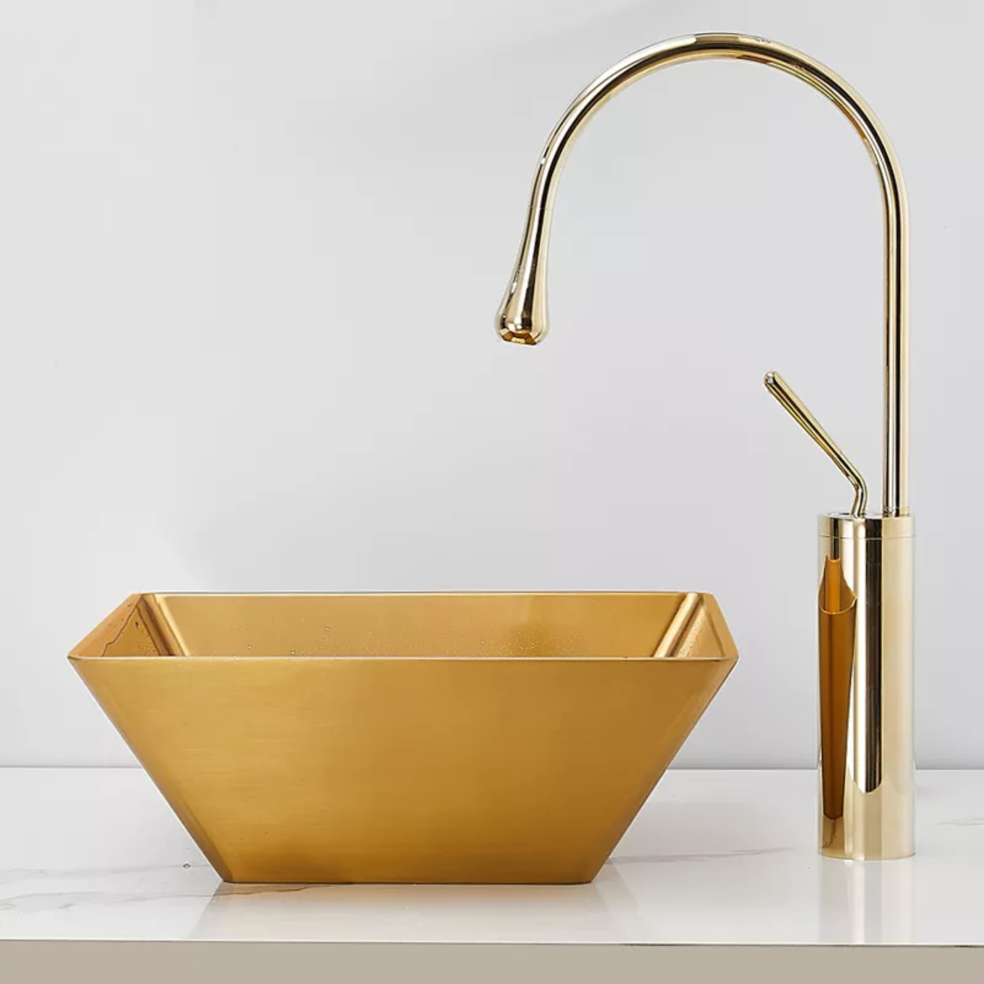 Grifo Monomando Mezclador Llave Para Baño Lavabo Lavamanos Dorado Brillante Yesop