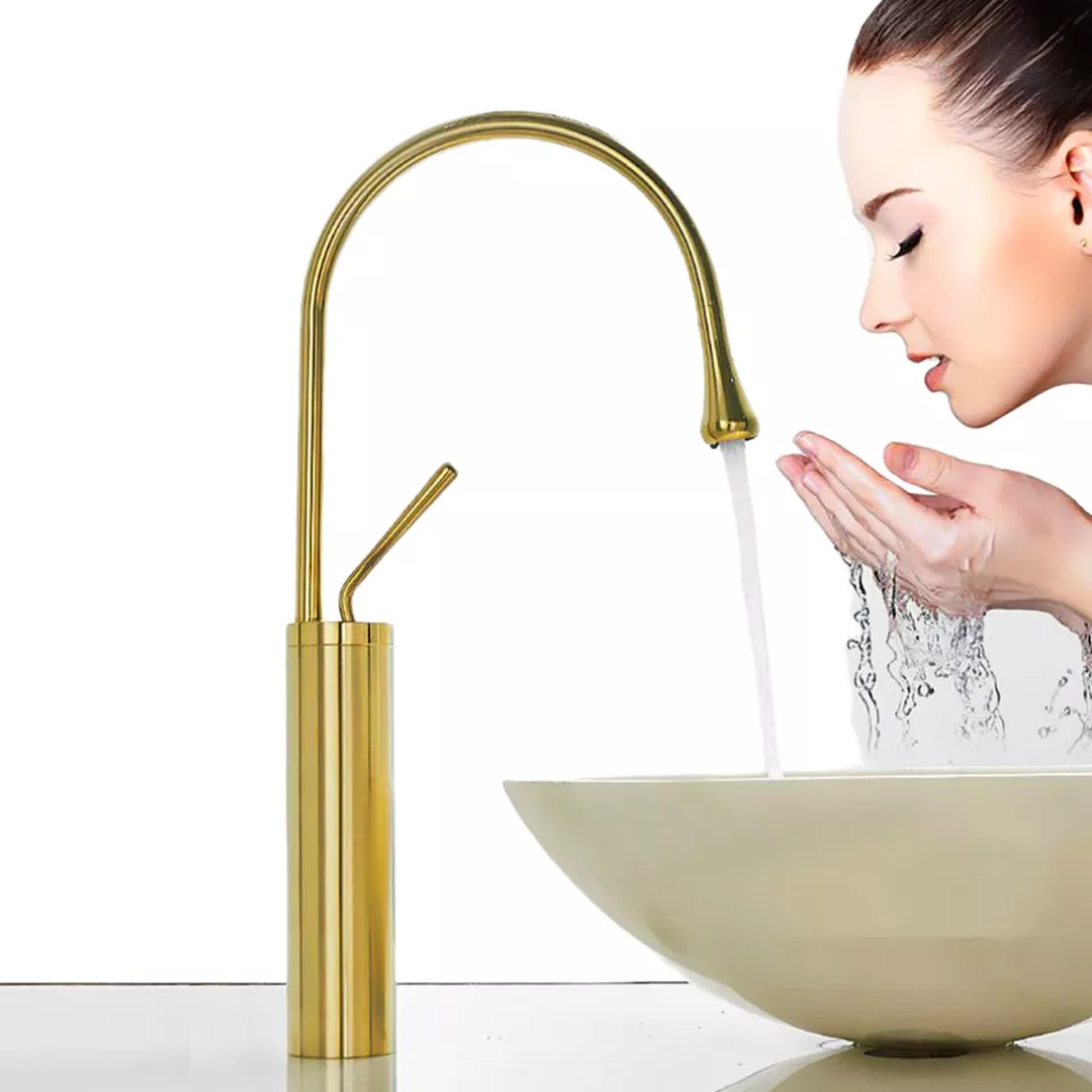 Grifo Monomando Mezclador Llave Para Baño Lavabo Lavamanos Dorado Brillante Yesop