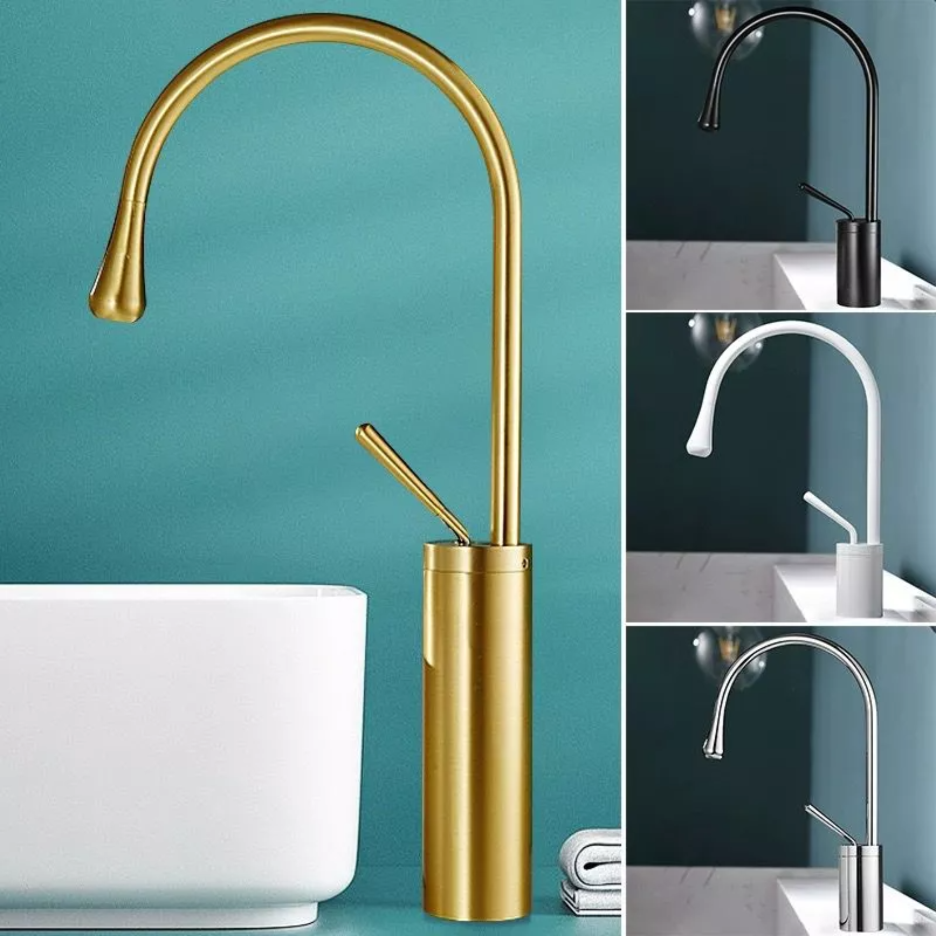 Grifo Monomando Mezclador Llave Para Baño Lavabo Lavamanos Dorado Brillante Yesop