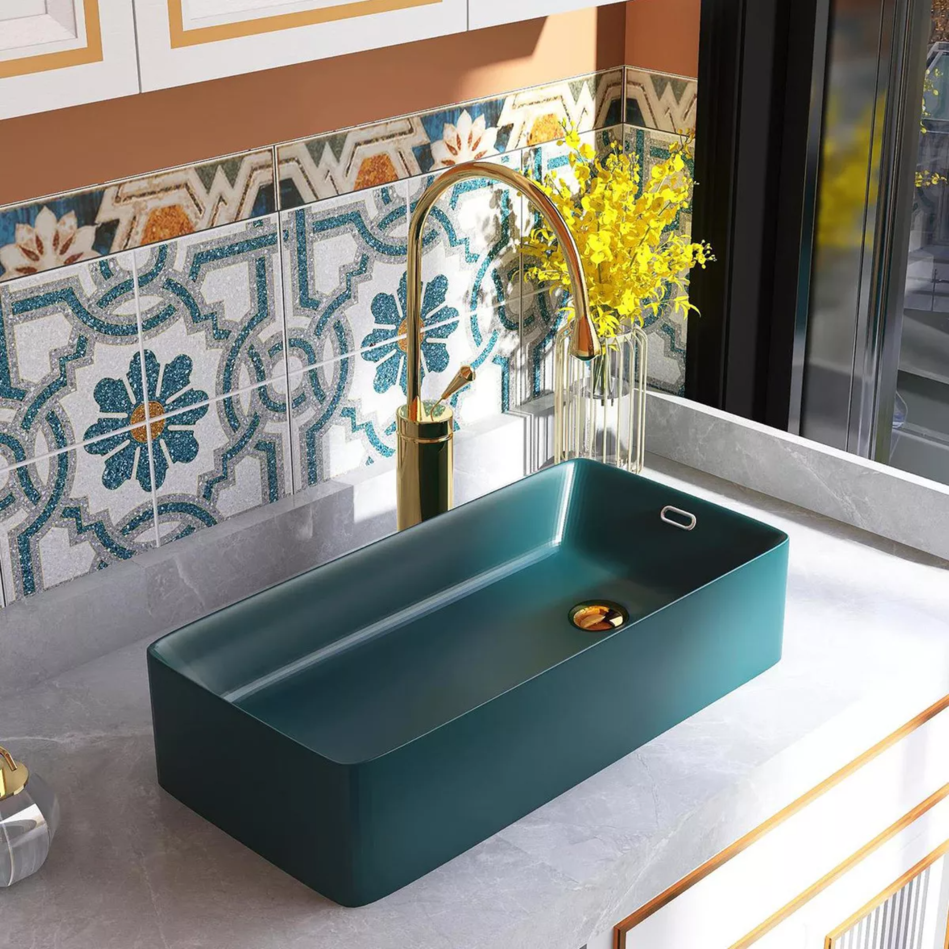 Grifo Monomando Mezclador Llave Para Baño Lavabo Lavamanos Dorado Brillante Yesop