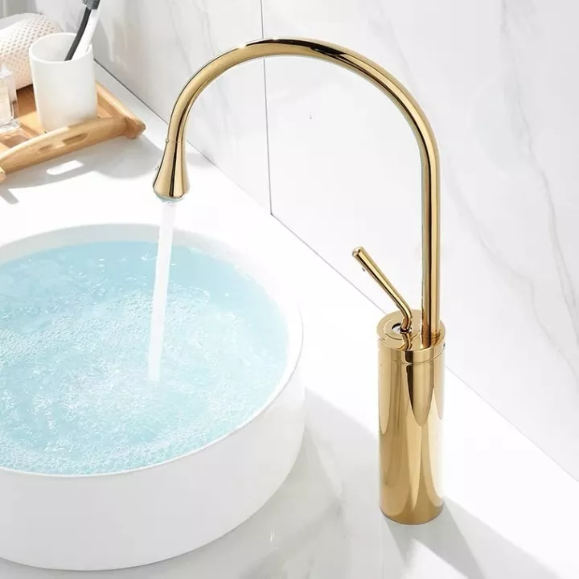 Grifo Monomando Mezclador Llave Para Baño Lavabo Lavamanos Dorado Brillante Yesop