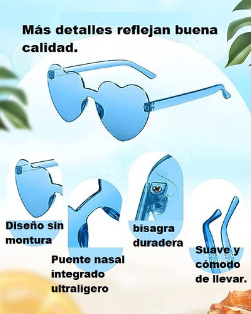 Lentes De Sol Corazón Accesorios Para Mujer 12 pcs COLORES