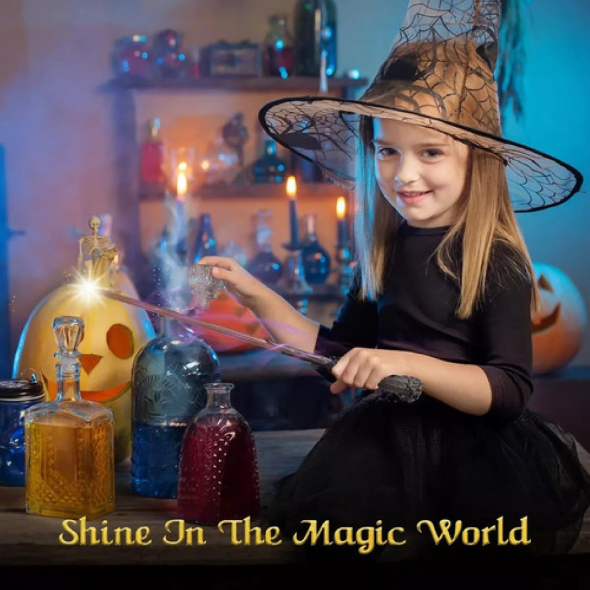 Harry Potter Glow Wand Box Set Collar Snitch Dorada