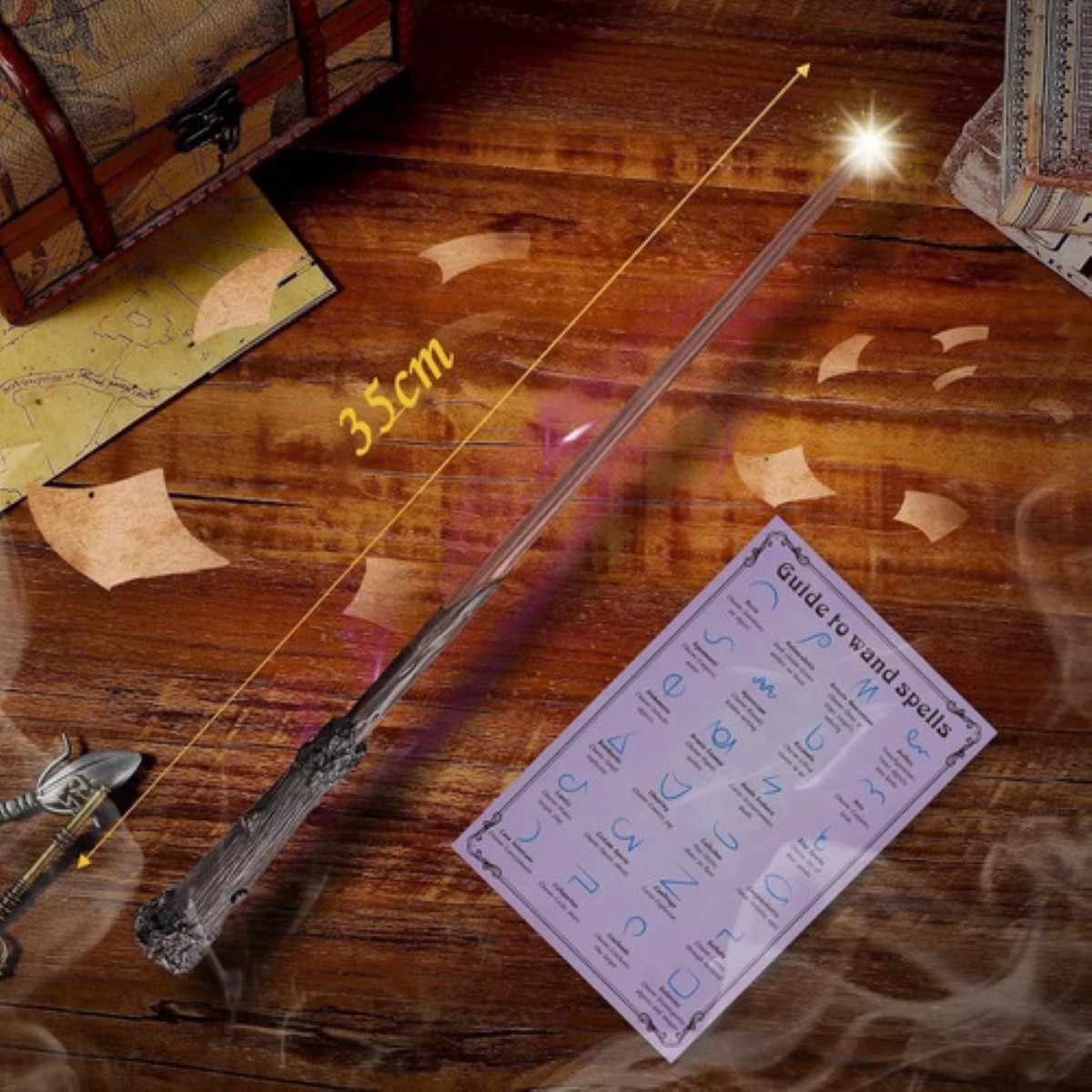 Harry Potter Glow Wand Box Set Collar Snitch Dorada