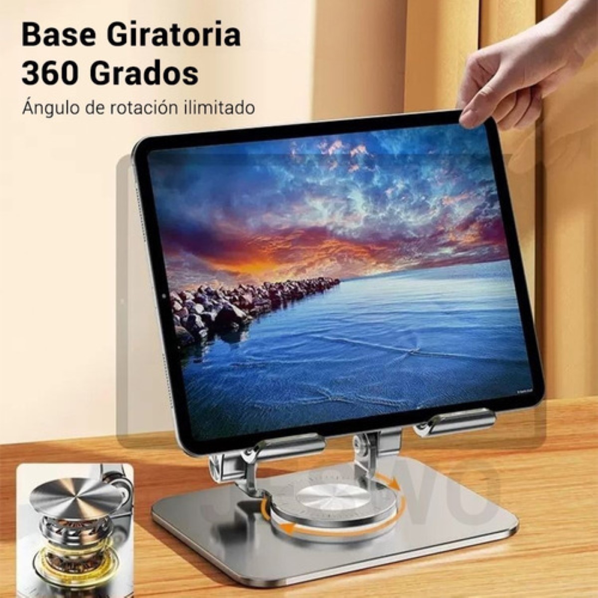 Base De Soporte Ajustable Plegable Giratorio 360 Para Tablet GRIS