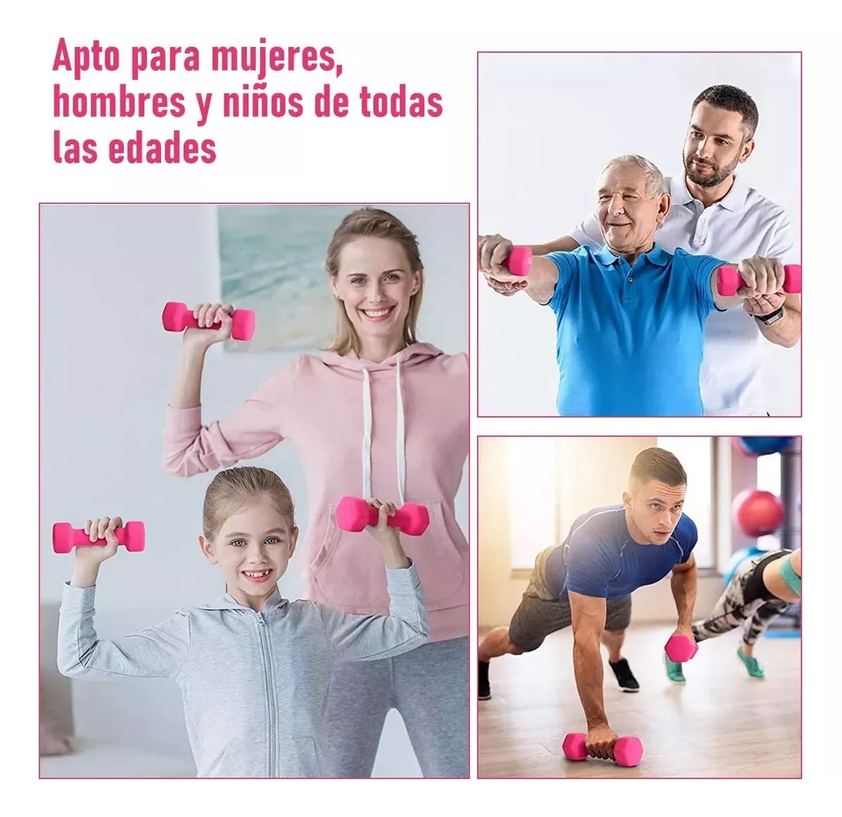 Par Mancuernas De 2 Kilos Rosa Ejercicio Pilates Yoga Gym