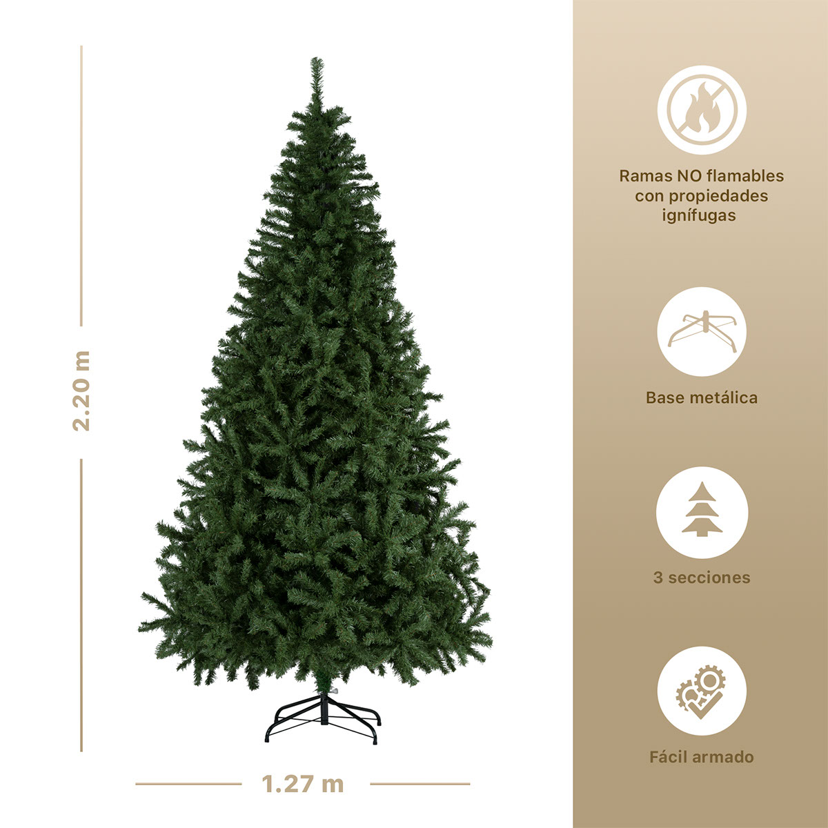 Árbol de Navidad Artificial Pino Verde Oliva 2.2m - Verde olivo clásico para ESQUIMAL