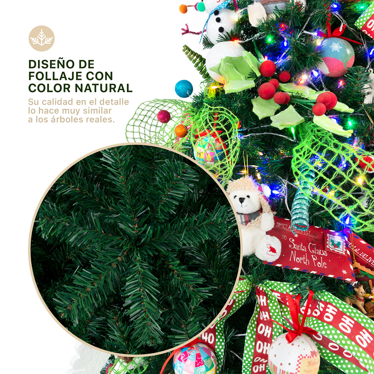 Árbol de Navidad Artificial Pino Verde de 1.9m - Verde clásico para ESQUIMAL