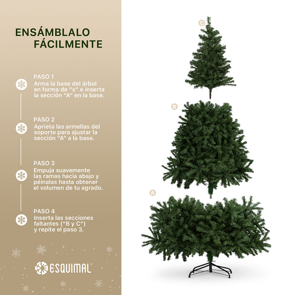 Árbol de Navidad Artificial Pino Verde Oliva 2.2m - Verde olivo clásico para ESQUIMAL