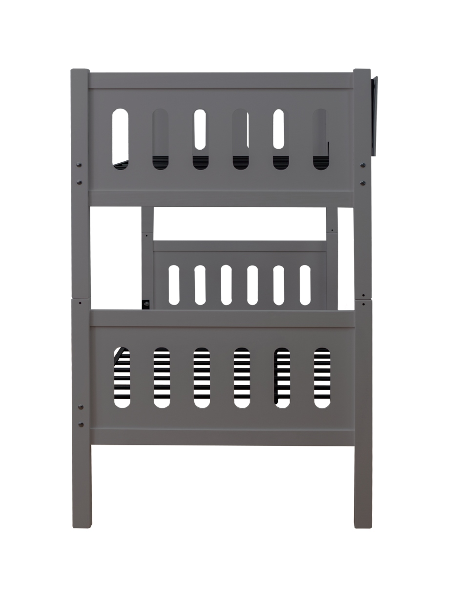  Litera Doble Individual Individual Cherokee Con Barandal, Color Gris.
