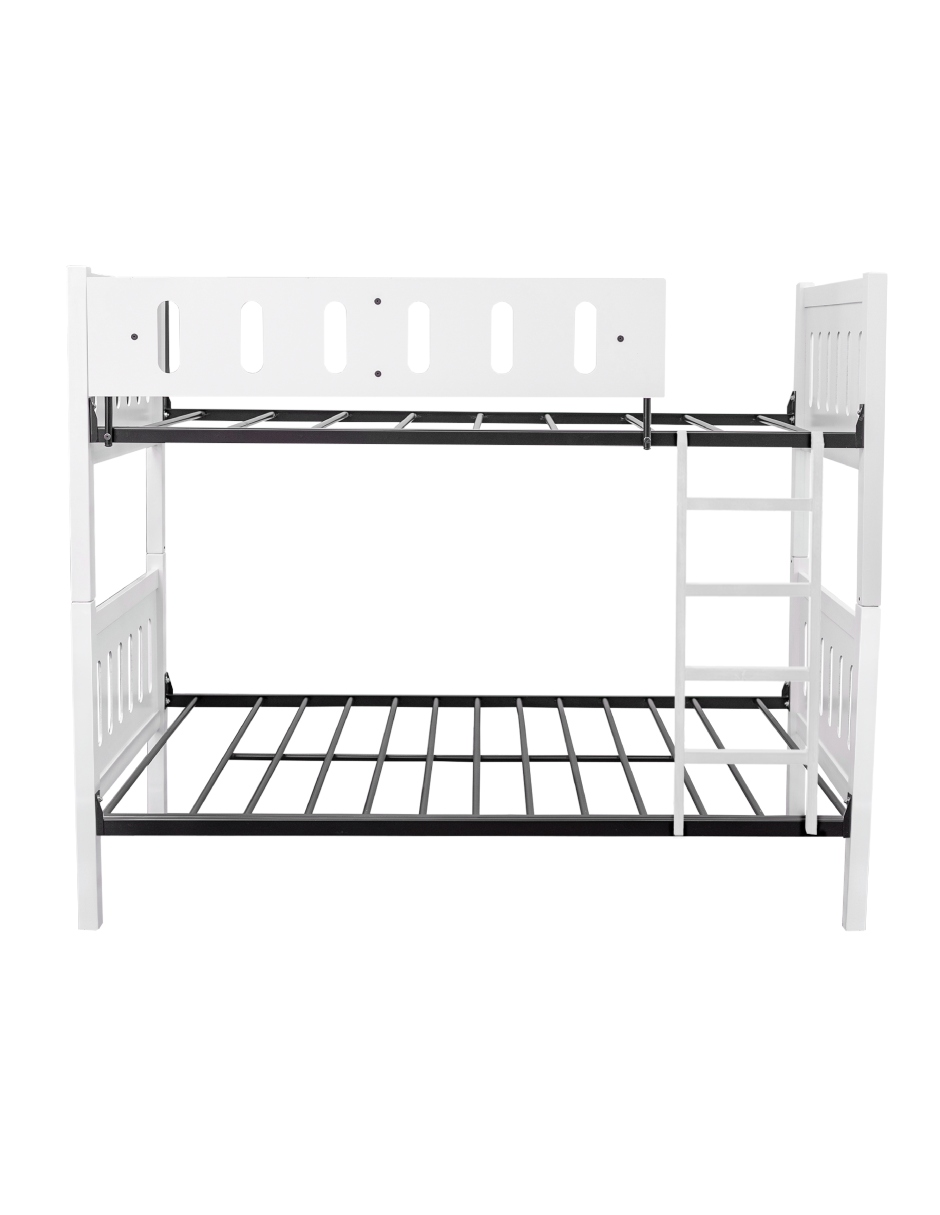 Cama Litera 2 Niveles Individual Individual Cherokee Con Cabecera, Color Blanco.