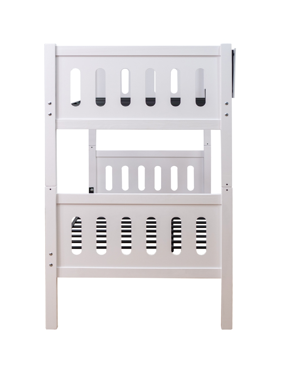 Cama Litera 2 Niveles Individual Individual Cherokee Con Cabecera, Color Blanco.