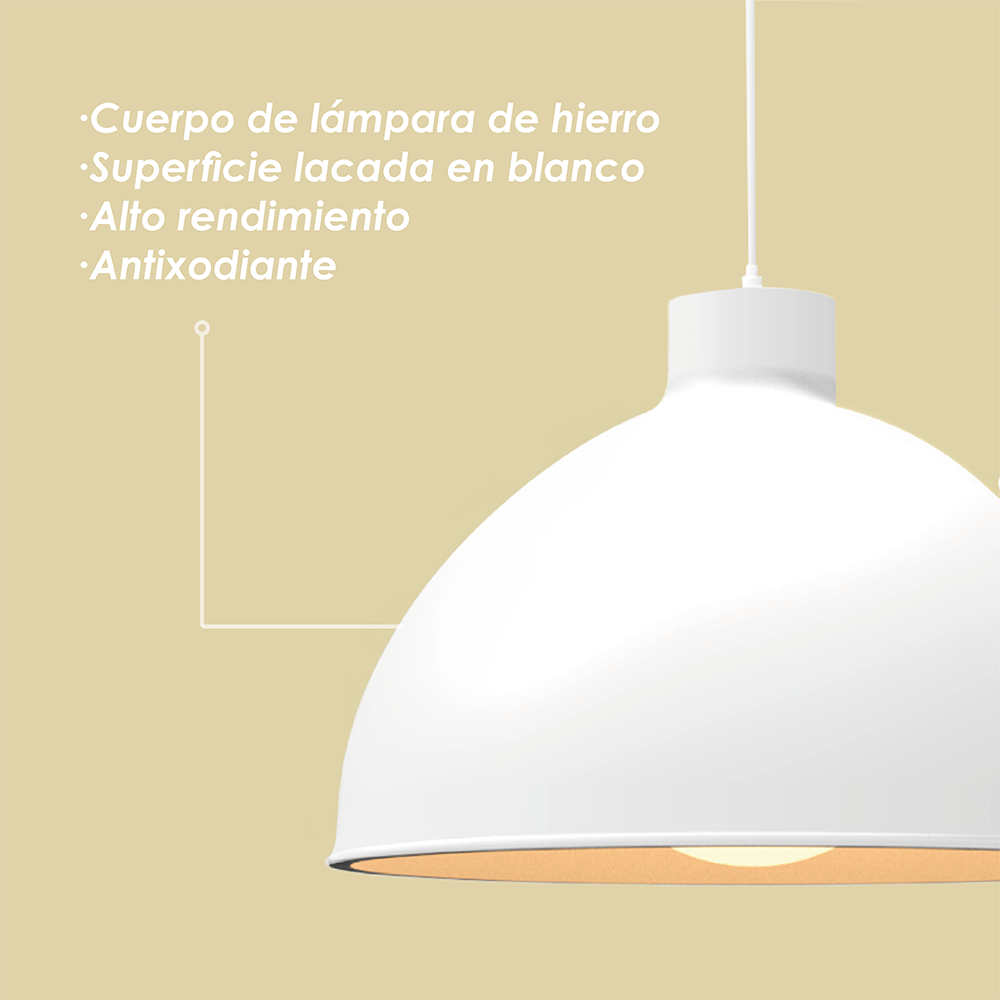 Lámpara Colgante Ilios Innova 117b Color Blanco Semiesférica
