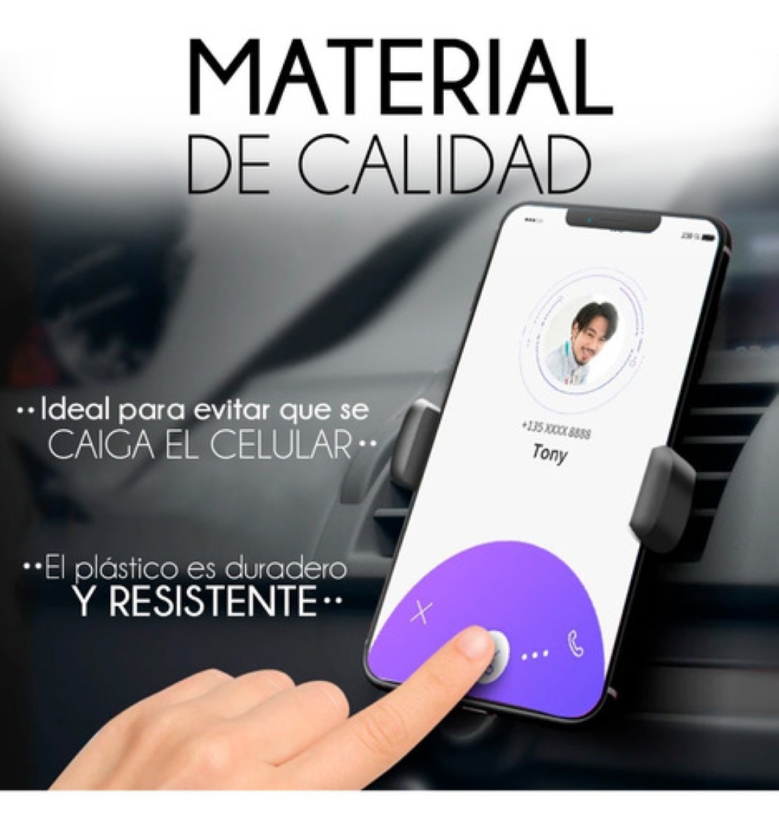 Soporte Holder Celular Auto Rejilla Aire Acondicionado Carro negro